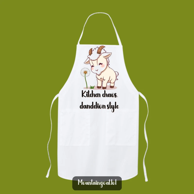 Funny Kawaii Goat Dandelion Apron: Playful Kitchen Headbutt Style Gift