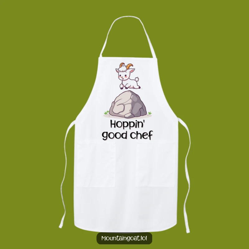 Funny Kawaii Mountain Goat Leap Apron: Cook with Joyful Flair