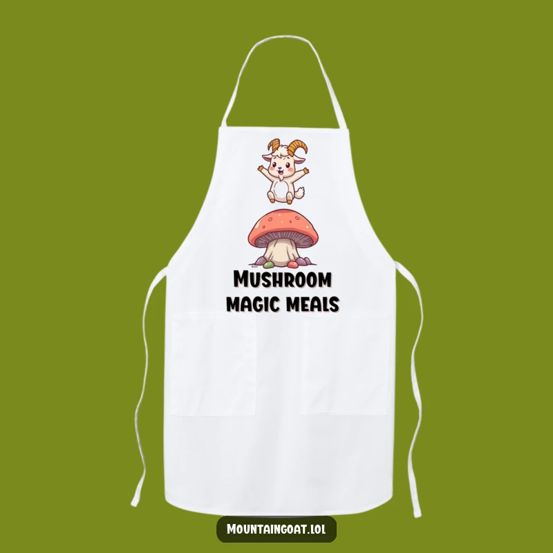 Funny Mountain Goat Mushroom Apron - Joyful Cooking for Goat Lovers