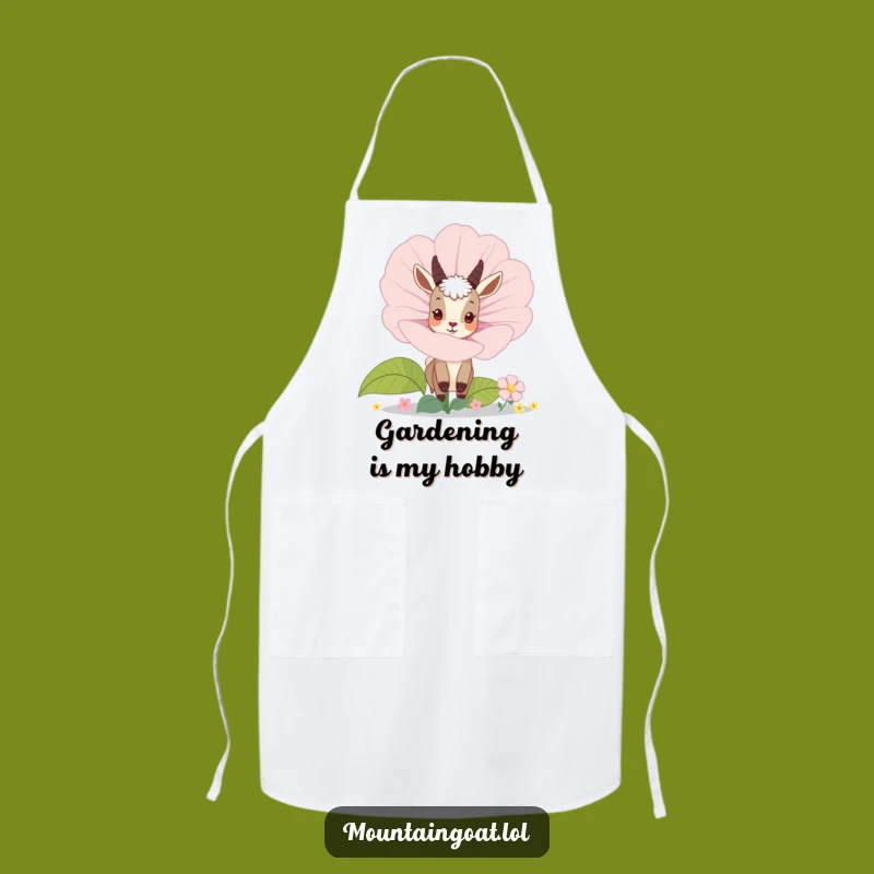 Funny Curious Mountain Goat Flower Apron - Kitchen Humor Gift