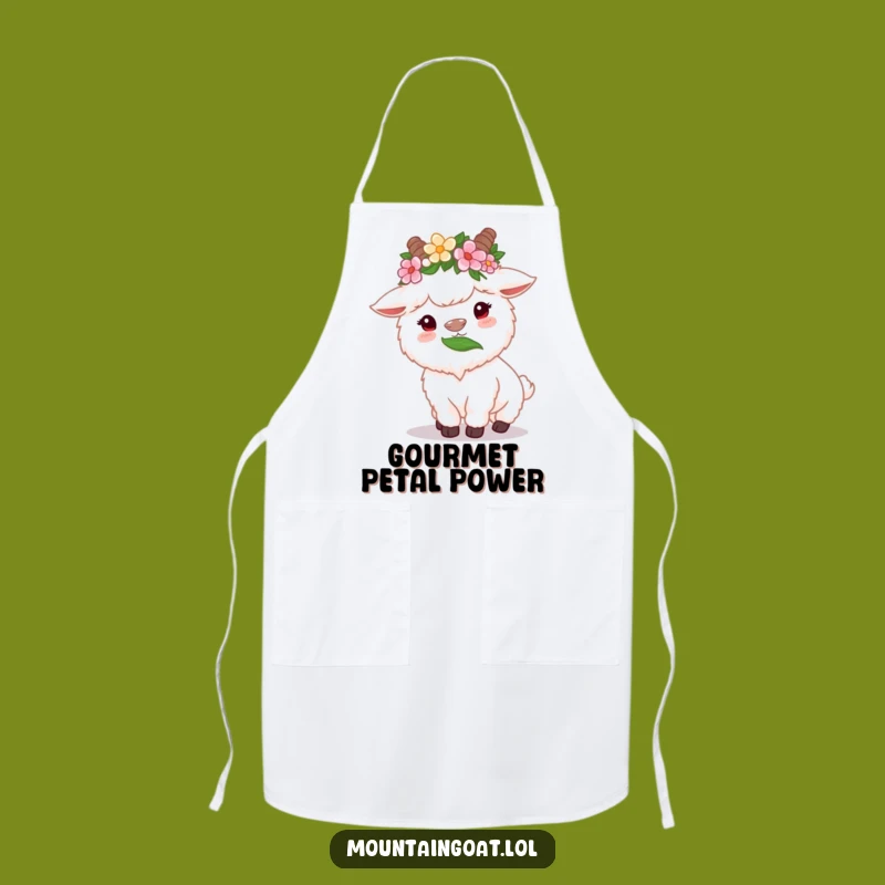 Funny Flower Crown Goat Apron - Cute Munching Chef's Accessory Gift