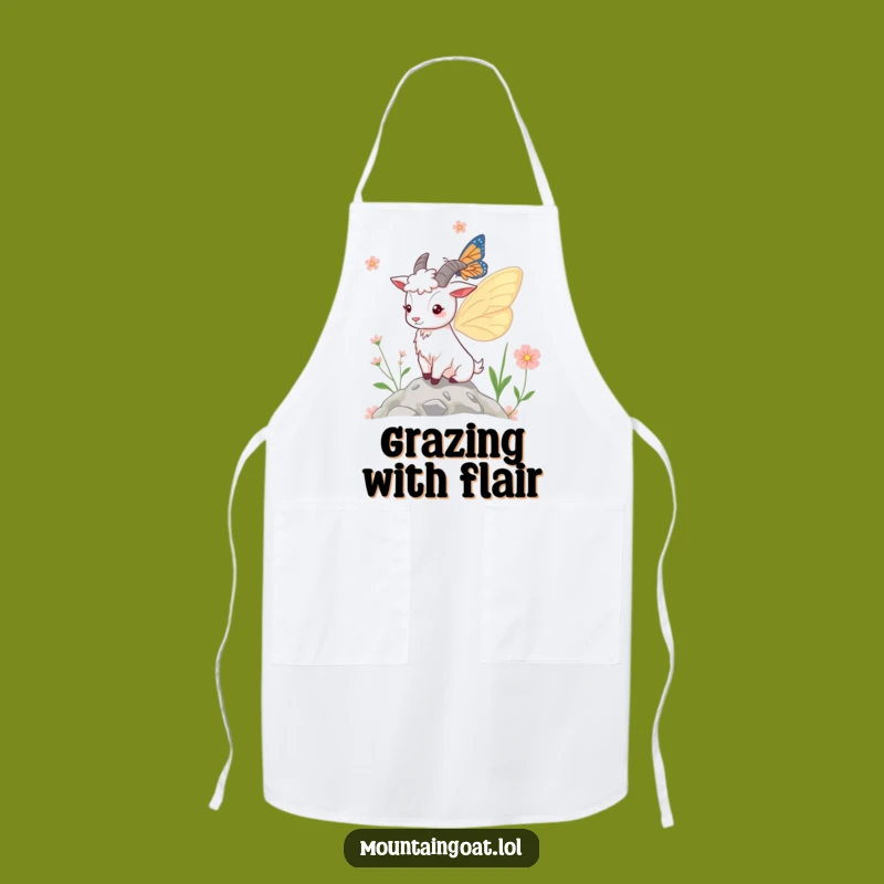 Funny Mountain Goat Butterfly Wings Apron: Whimsical Kitchen Gift for a Happy Cook