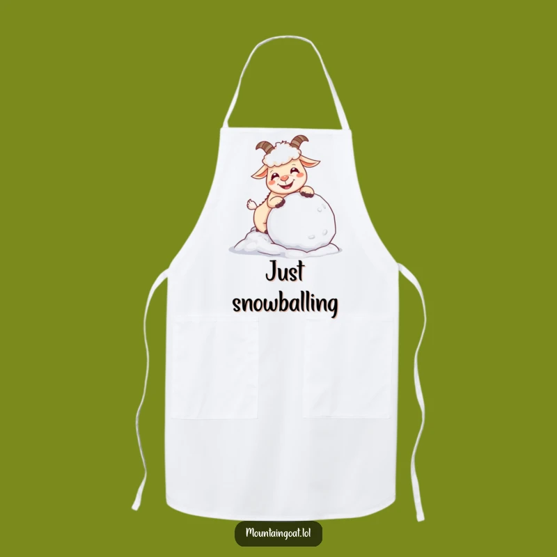 Funny Giggling Mountain Goat Apron - Hilarious Kitchen Snowball Chef Wear - Gift