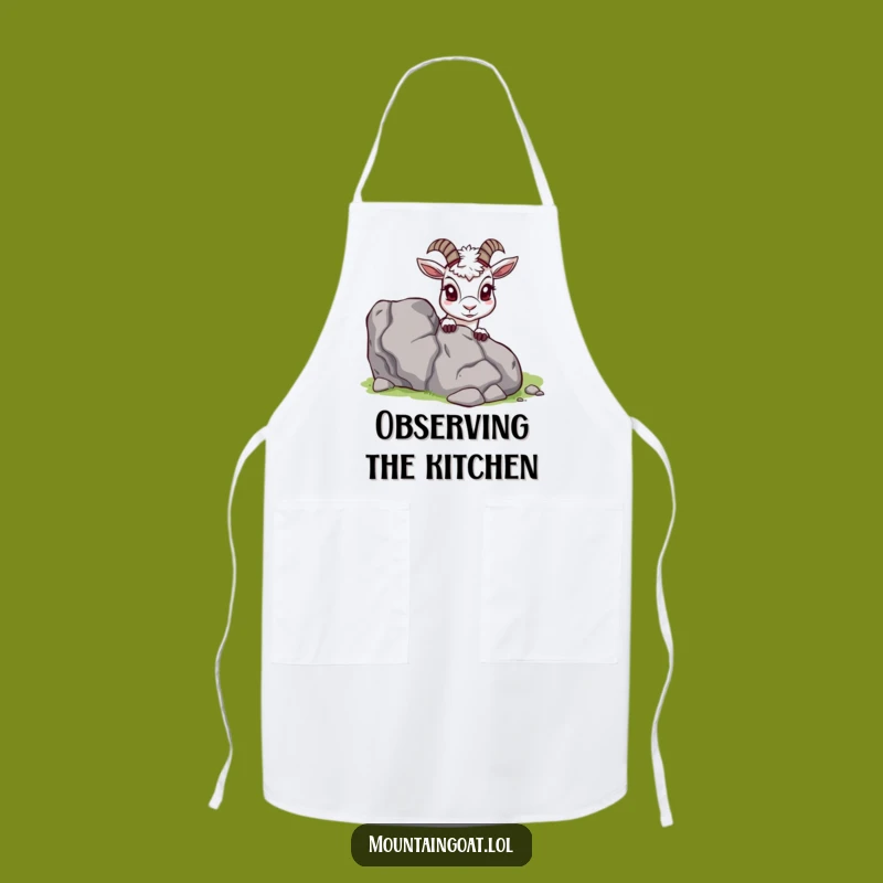 Funny Curious Mountain Goat Apron: Whimsical Chef's Accessory, Perfect Kitchen Gift