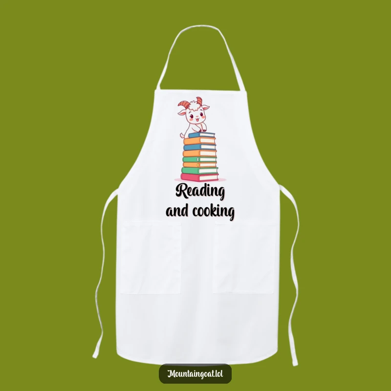 Funny Book Climbing Goat Apron: Cook with Determination & Cheer!