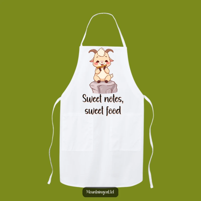 Funny Kawaii Goat Flute Player Apron - Kitchen Music Humor Gift