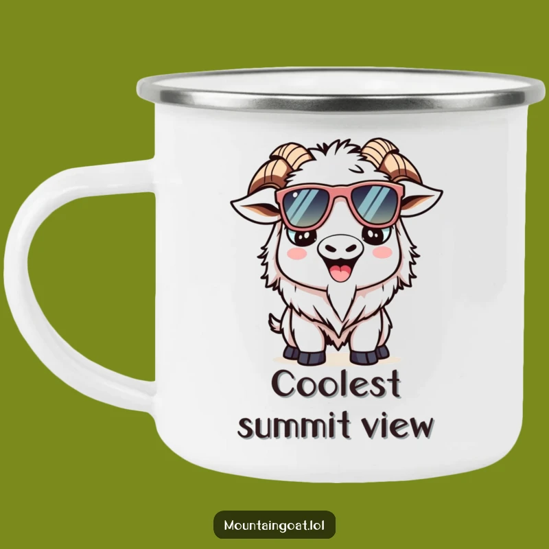 Funny Kawaii Goat Camping Mug - Cool Sunglasses Mountain Goat Drinkware for Adventures