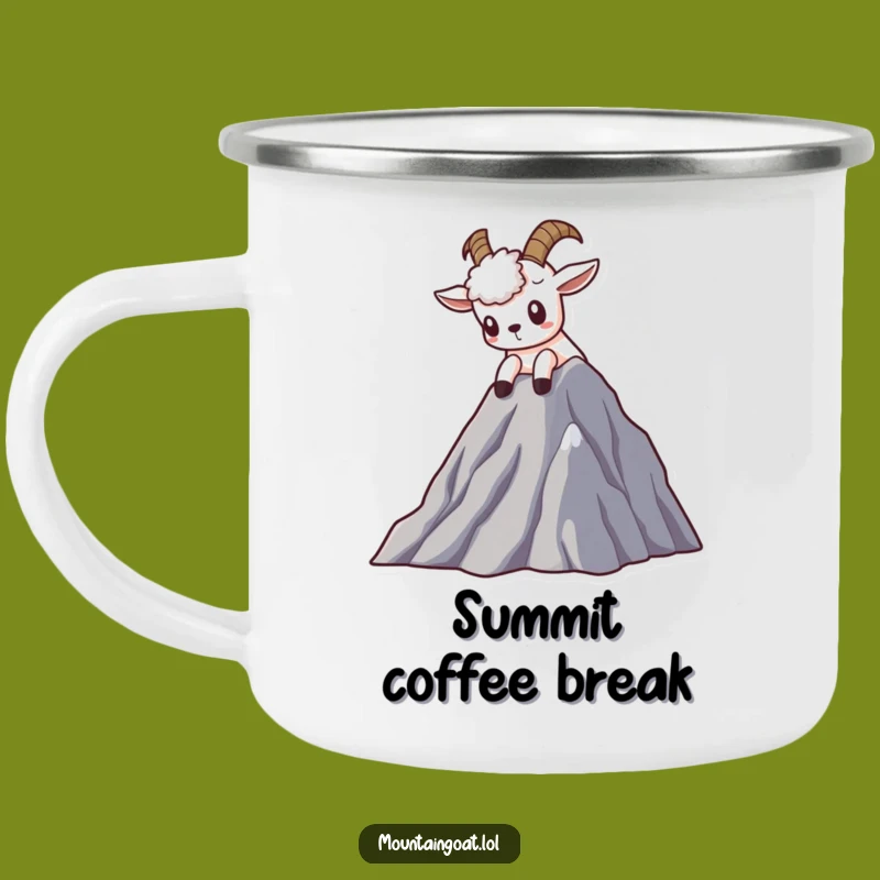 Funny Curious Goat Camping Mug - Kawaii Mountain Explorer Drinkware for Outdoor Treks