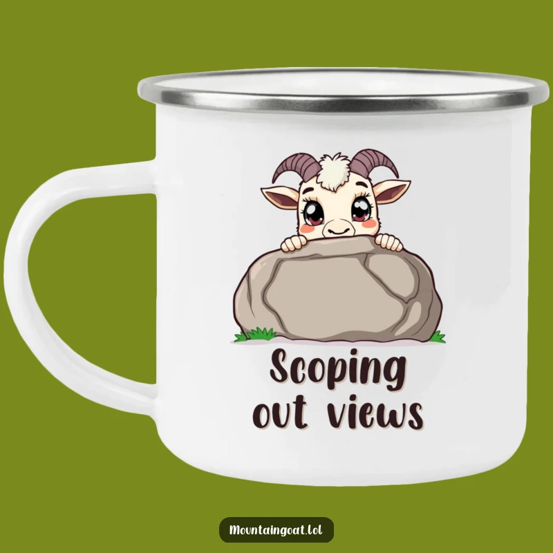 Funny Curious Goat Camping Mug - Peek-a-Boo Metal Cup Gift