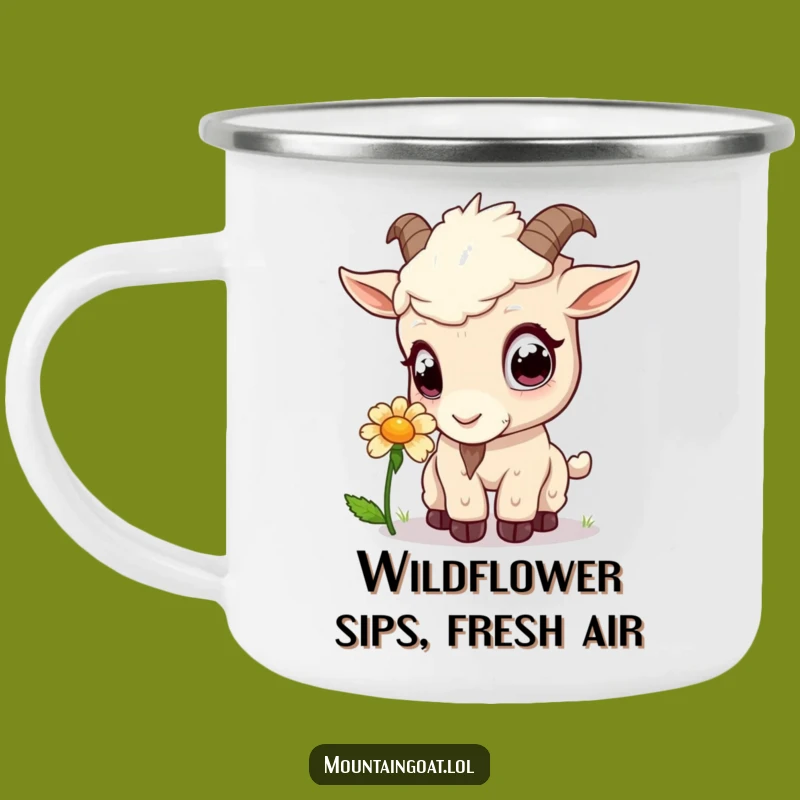 Funny Kawaii Goat Flower Sniff Camping Mug - Outdoor Humor Gift