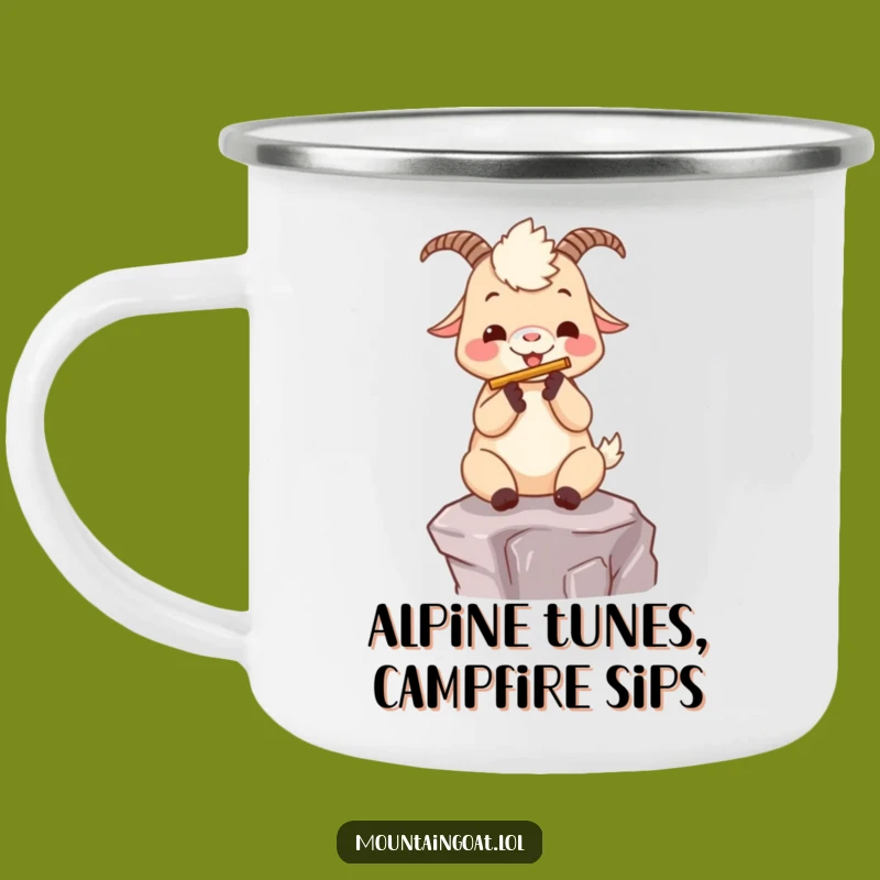 Funny Kawaii Goat Flute Player Camping Mug - Outdoor Music Gift