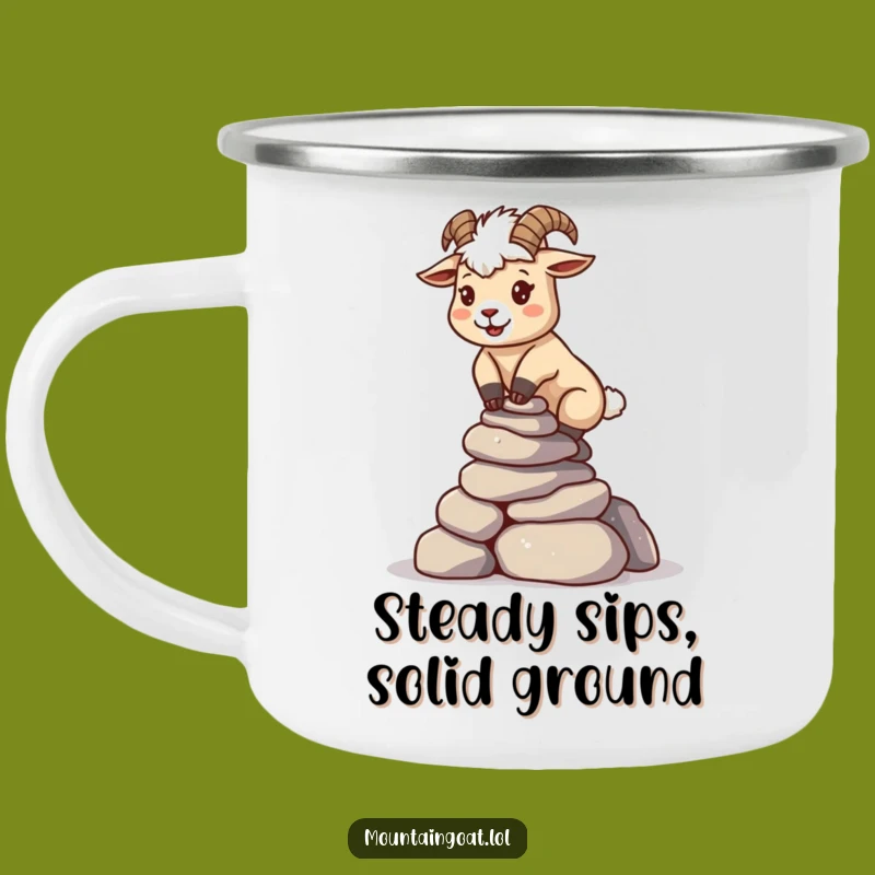 Funny Kawaii Goat Rock Balance Camping Mug - Steady Adventure Gift