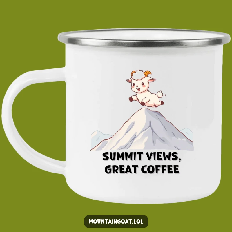Funny Kawaii Mountain Goat Camping Mug - Joyful Cloud Adventure Cup Gift