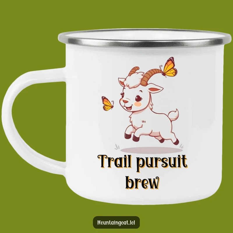 Funny Mountain Goat Butterfly Camping Mug - Outdoor Fun and Whimsy