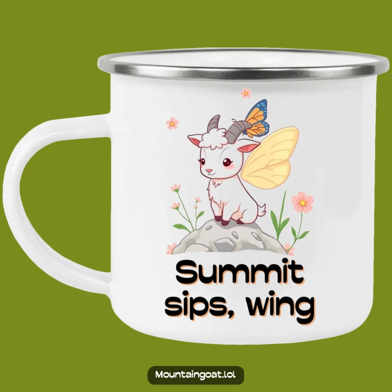 Funny Mountain Goat Butterfly Wings Camping Mug: Adventure Fuel for Laughter Gift