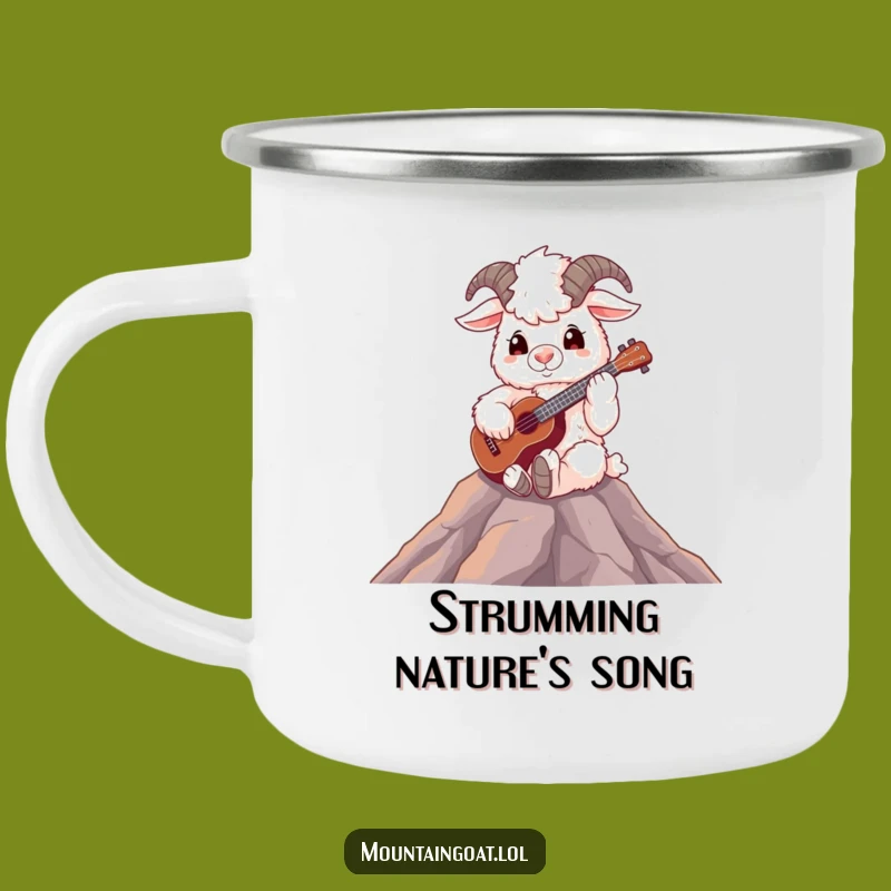 Funny Mountain Goat Musician Camping Mug - Rugged Ukulele Player Outdoor Gift