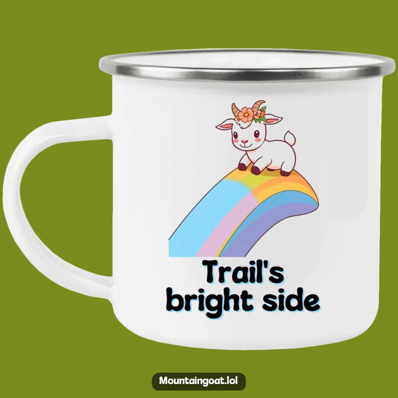 Funny Flower Crown Goat Camping Mug: Hilarious Rainbow Adventure Drinkware