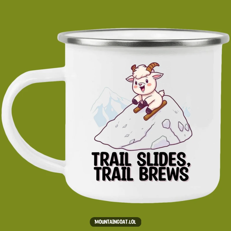 Funny Kawaii Goat Snow Slide Camping Mug - Outdoor Winter Gift