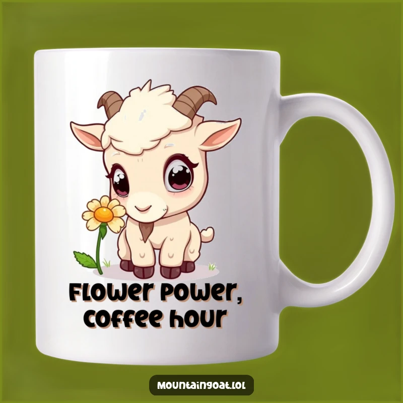 Funny Kawaii Goat Flower Sniff Mug - Curious & Cute Gift for Nature Lovers