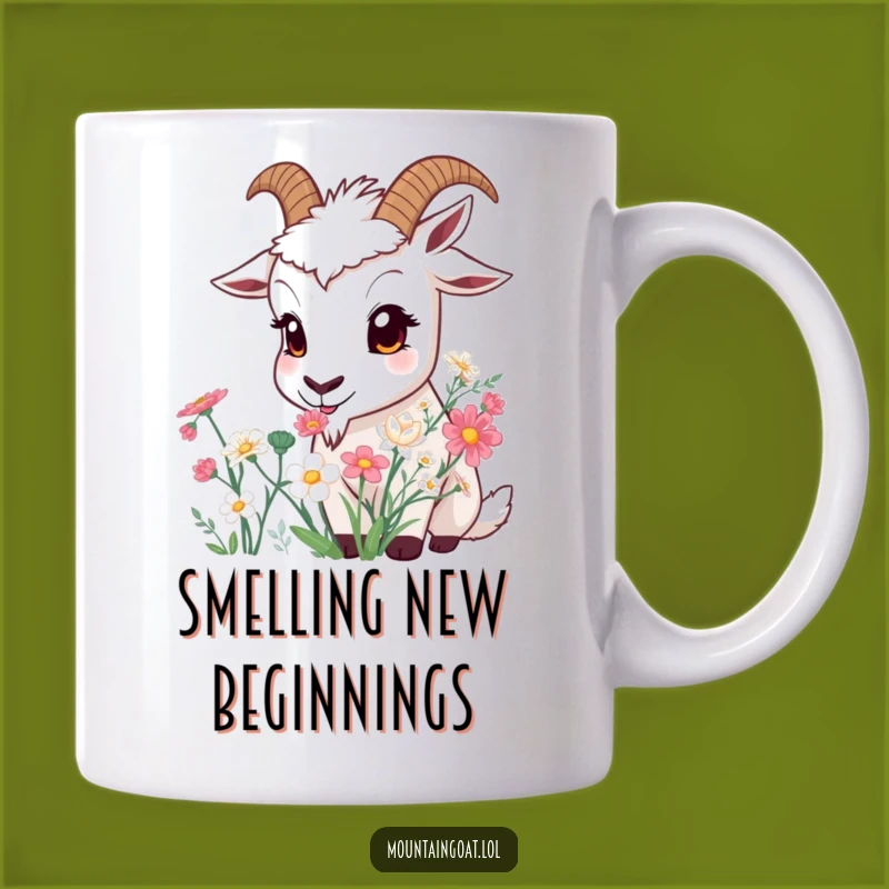Funny Curious Goat Flower Sniffing Mug - Adorable Goat Gift for Nature Lovers!