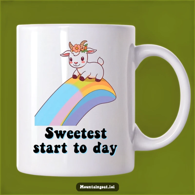 Funny Flower Crown Goat Mug: Hilarious Rainbow Slide Gift for Joyful Souls