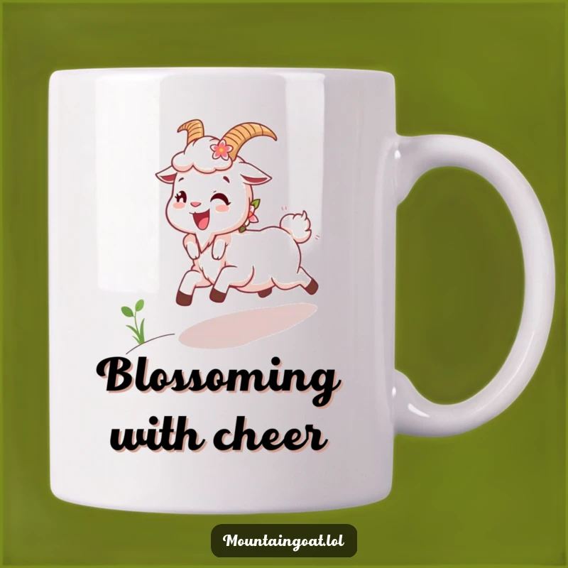 Funny Joyous Goat Flowers Mug: Happy Character Gift for Uplifting Mornings