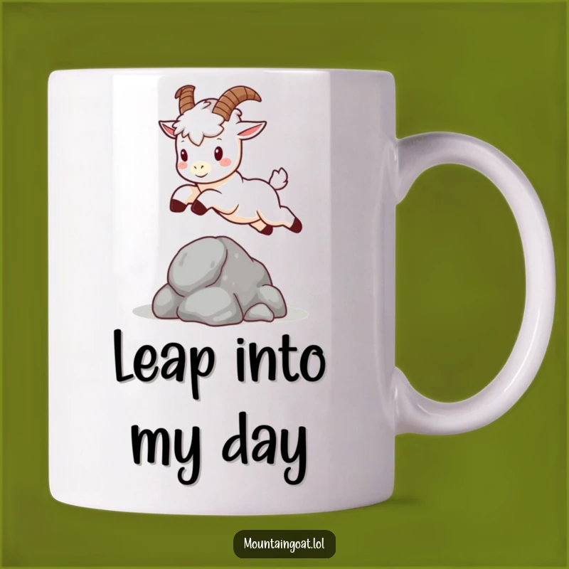 Funny Kawaii Mountain Goat Mug - Adorable Leaping Animal Lover Gift