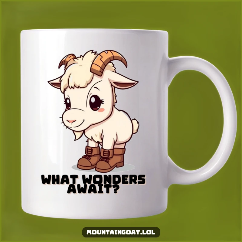 Funny Kawaii Mountain Goat Mug: Curious Hiker Gift for Adventure Lovers
