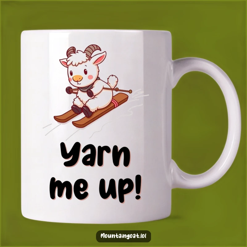 Funny Playful Goat Yarn Ski Slope Mug - Whimsical Winter Gift