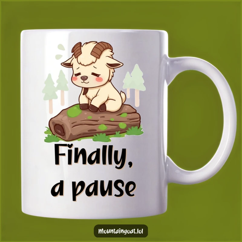 Funny Tired Mountain Goat Mug - Contented Sigh Art - Relaxing Gift for Goat Lovers