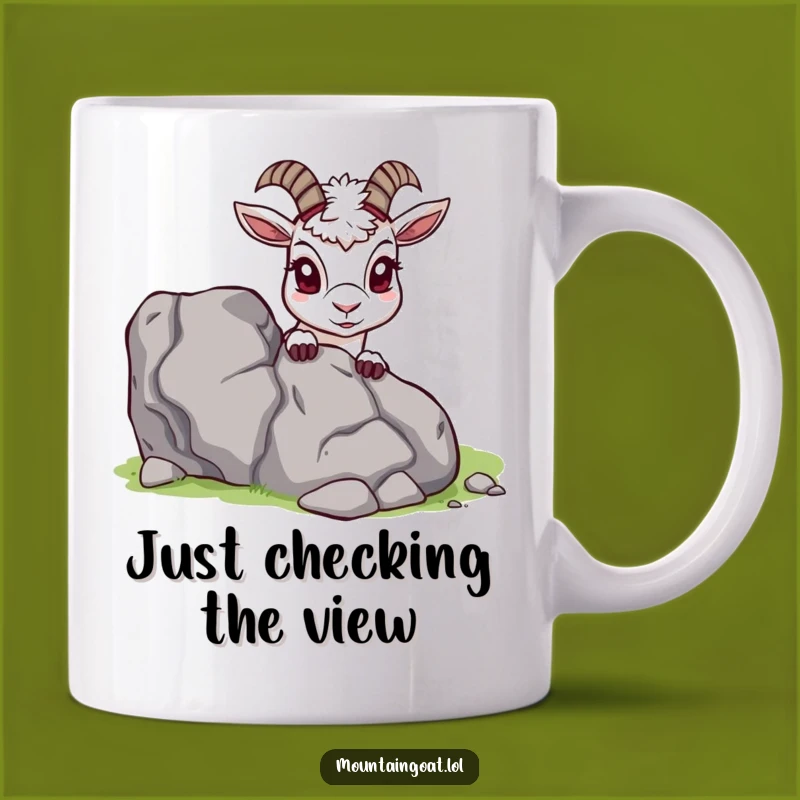 Funny Curious Mountain Goat Mug: Adorable Peek-a-Boo Humor, Perfect Hiking Gift