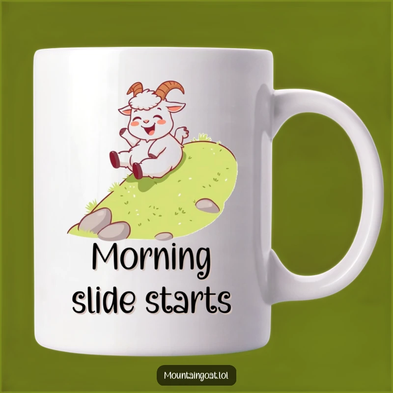 Funny Joyful Goat Mug - Playful Slider Coffee Cup for a Fun Gift