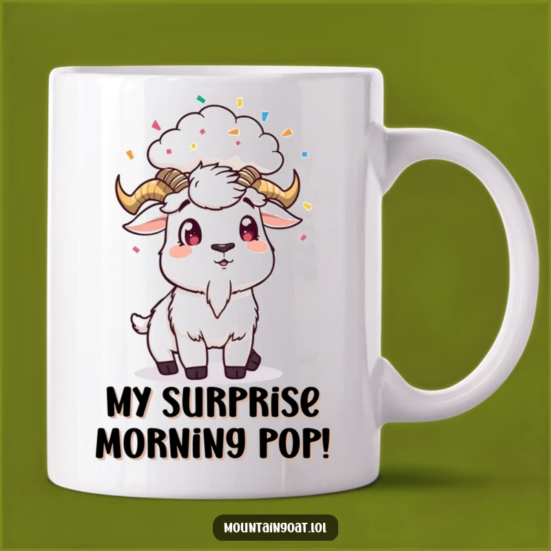 Surprised Mountain Goat Confetti Cloud Funny Mug - Party Surprise Gift