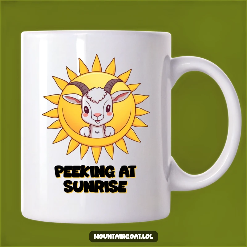 Funny Goat Peeking Sun Mug: Cheerful Gift for Goat Lovers and Optimists