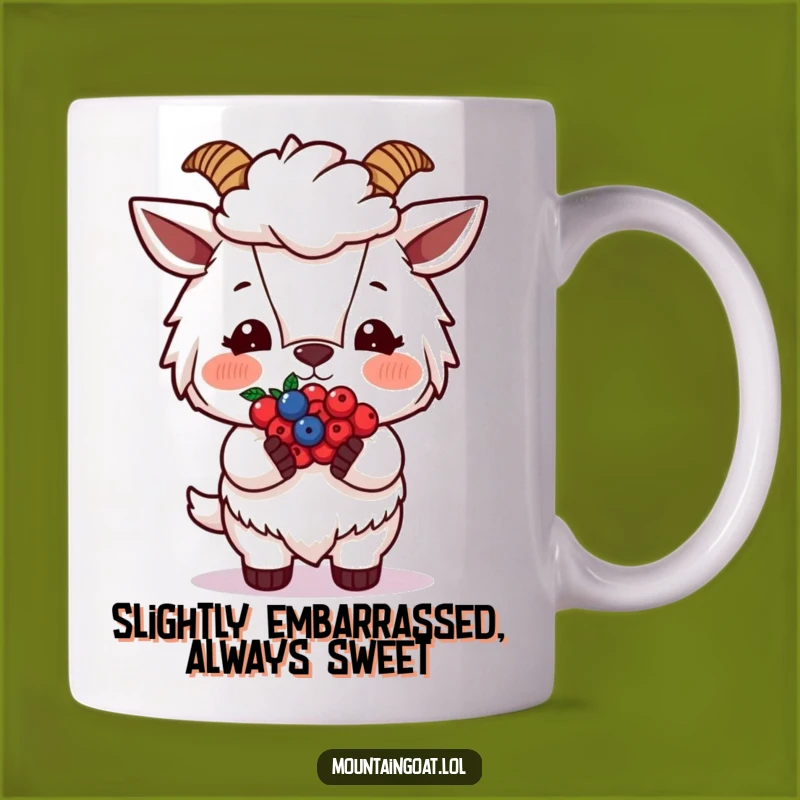 Funny Blushing Goat Berries Mug: Sweet & Shy Humor for a Perfect Funny Gift
