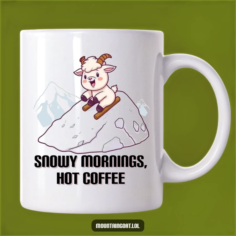 Funny Kawaii Goat Snow Slide Mug - Winter Fun Gift for Goat Lovers