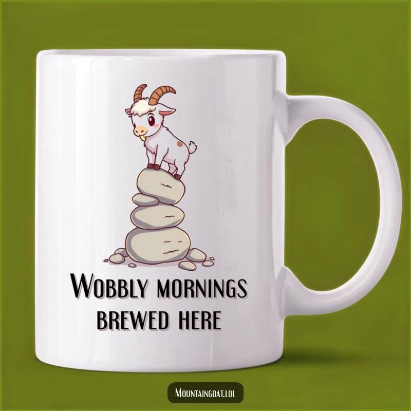 Funny Mountain Goat Pebble Balance Mug: Hilarious Goat Wobbling, Perfect Humorous Reaction Gift