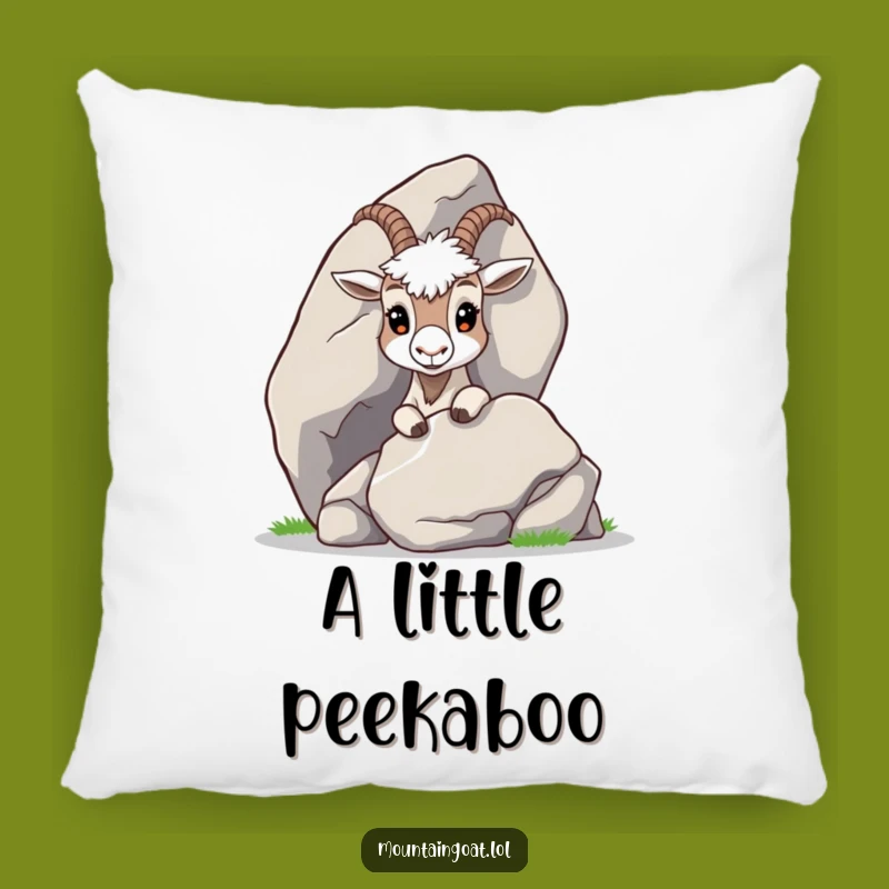 Funny Curious Goat Peeking Pillow: Comfy Cushion with Mountain Intrigue