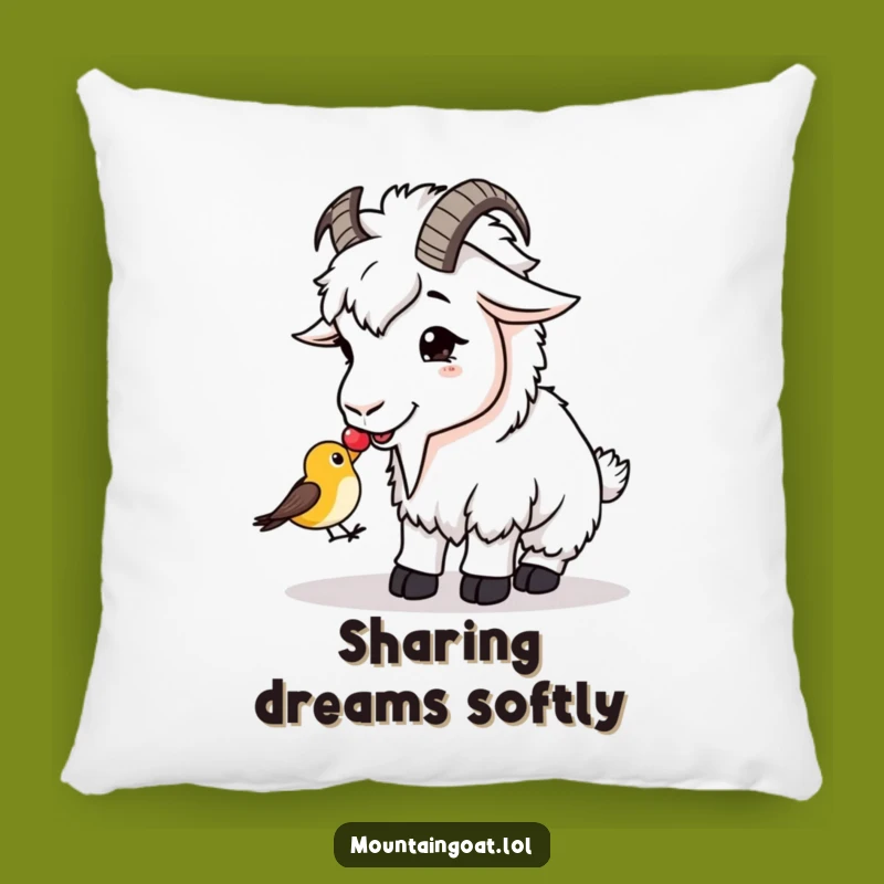 Funny Goat Shares Berry Pillow - Cozy Kindness Accent Gift