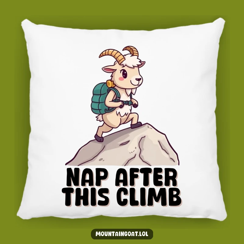 Funny Hiking Goat Pillow: Cozy Accent Pillow for Adventure Lovers, Perfect Gift