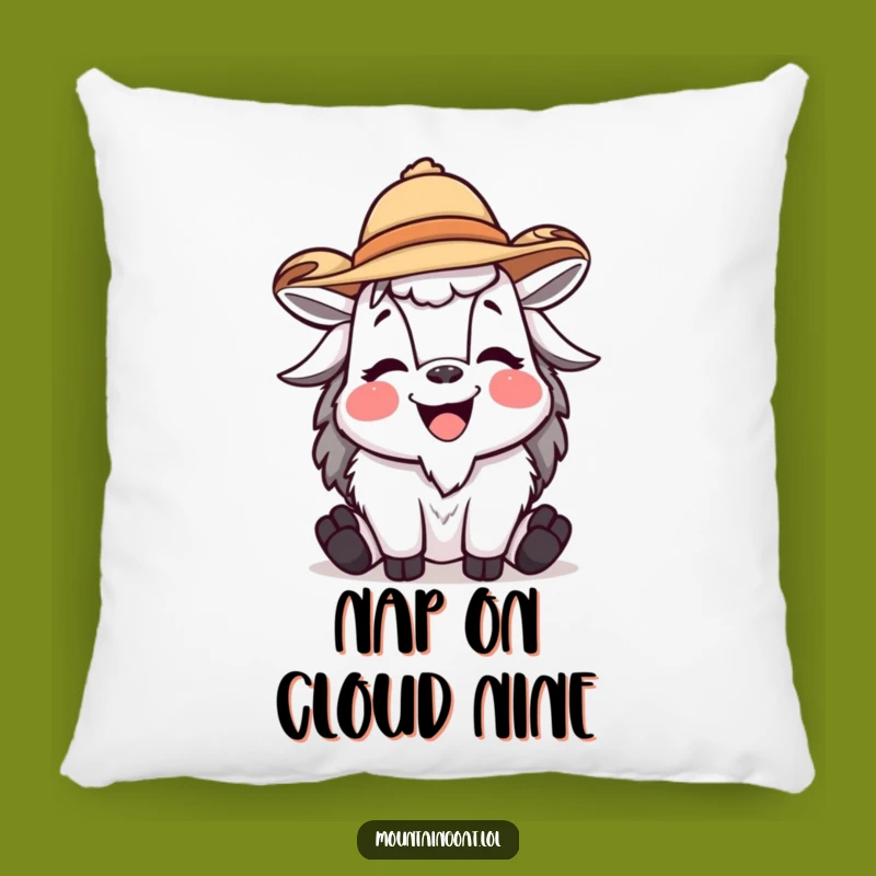 Funny Mountain Goat Pillow Laughing with Hat - Comfy Decor for Goat Lovers