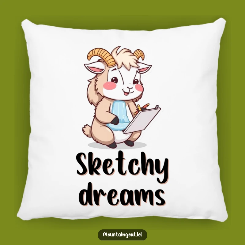 Comfy Funny Mountain Goat Artist Pillow - Snuggle Up with Creative Nature Art Gift