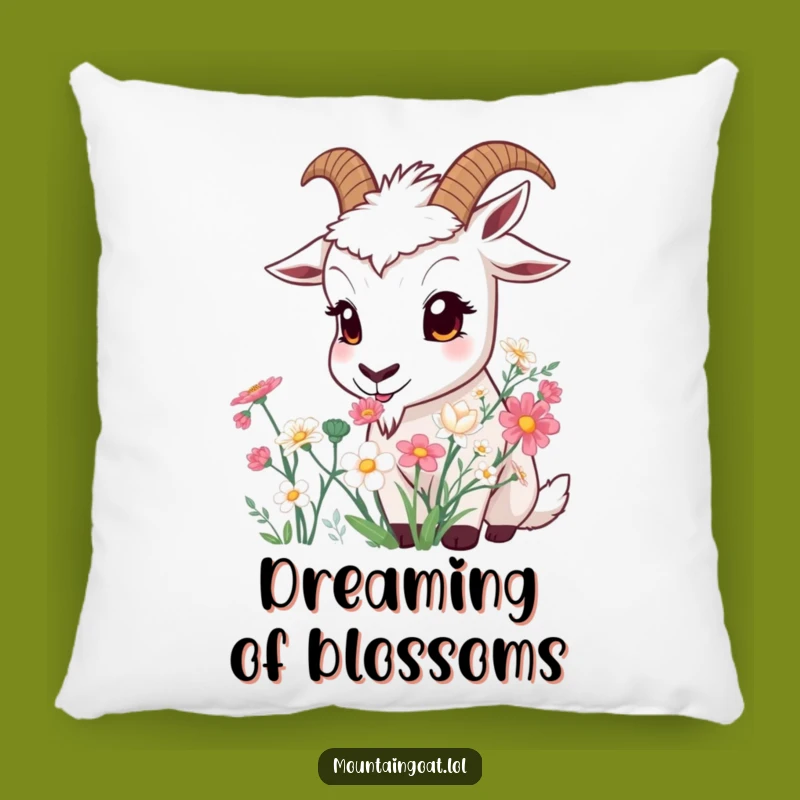 Soft Funny Curious Goat Flower Pillow - Cozy Goat Accent Gift!