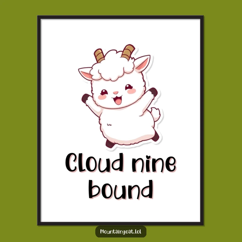 Funny Joyful Goat Leap Digital Art - Instant Cheerful Wall Decor