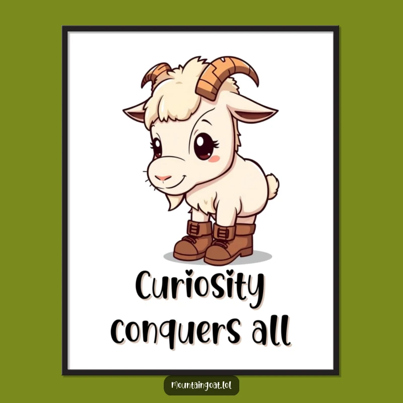 Kawaii Mountain Goat Digital Art: Instant Download Cute Adventure Decor