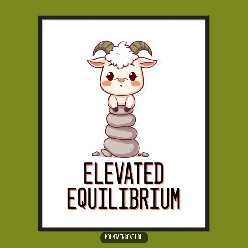 Downloadable Funny Mountain Goat Pebble Art - Instant Goat Decor Gift!