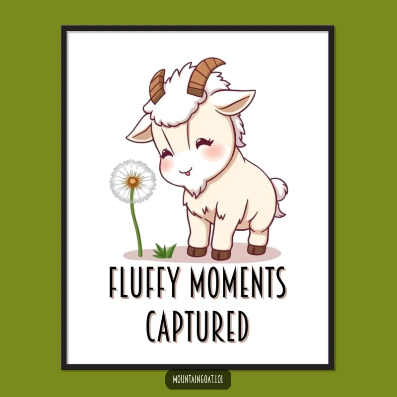 Funny Kawaii Goat Dandelion Digital Art: Playful Headbutt Charm For Your Walls Gift