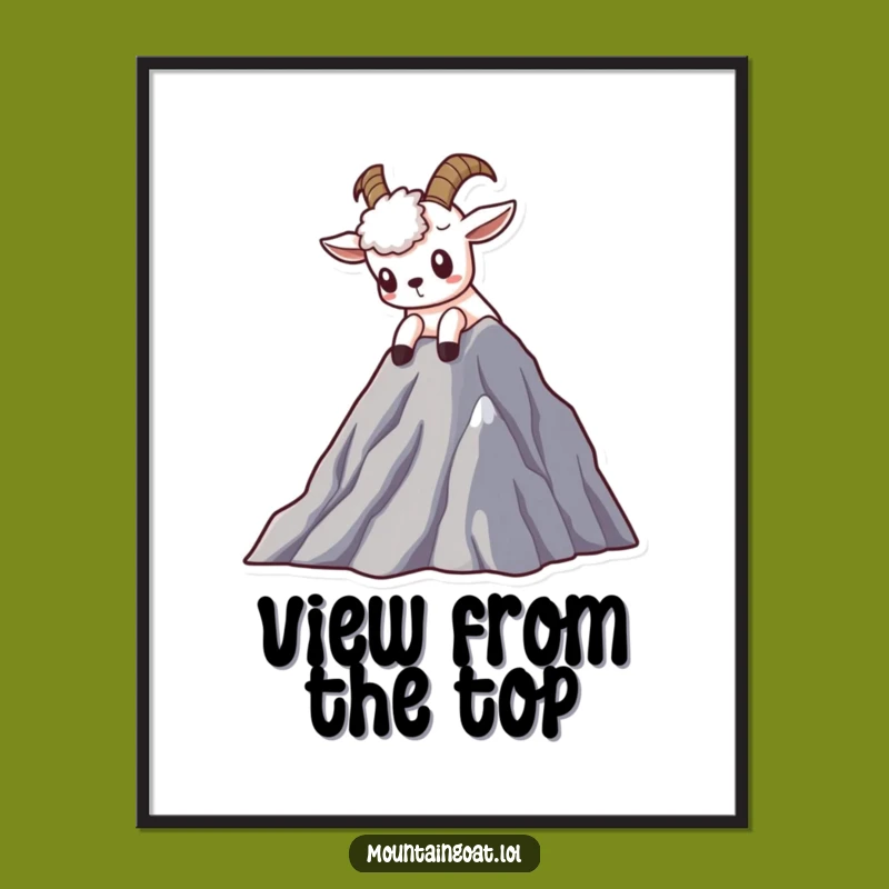 Funny Curious Goat Digital Art - Instant Kawaii Mountain Explorer Decor