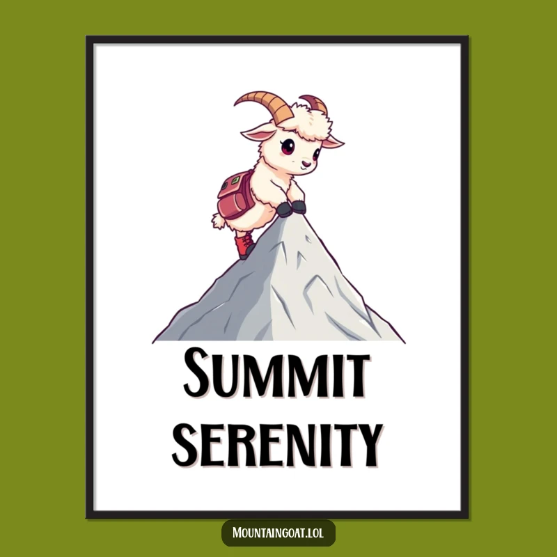 Funny Goat Hiking Digital Art: Adorable Mountain Art for Your Walls!