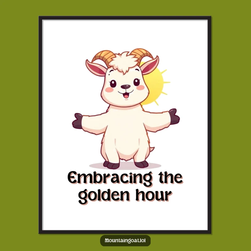Funny Kawaii Goat Art: Embrace the Sun Digital Download, Instant Cheerful Funny Gift